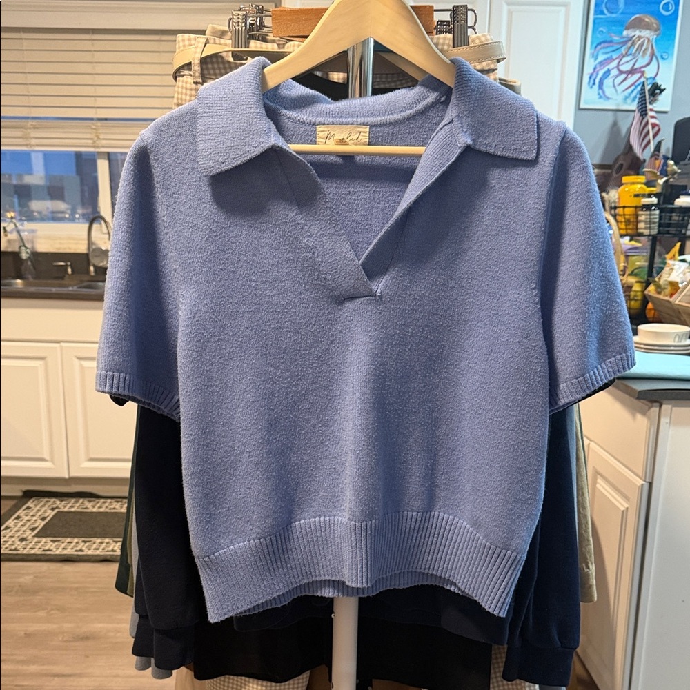 Marled Light Blue Knit Top